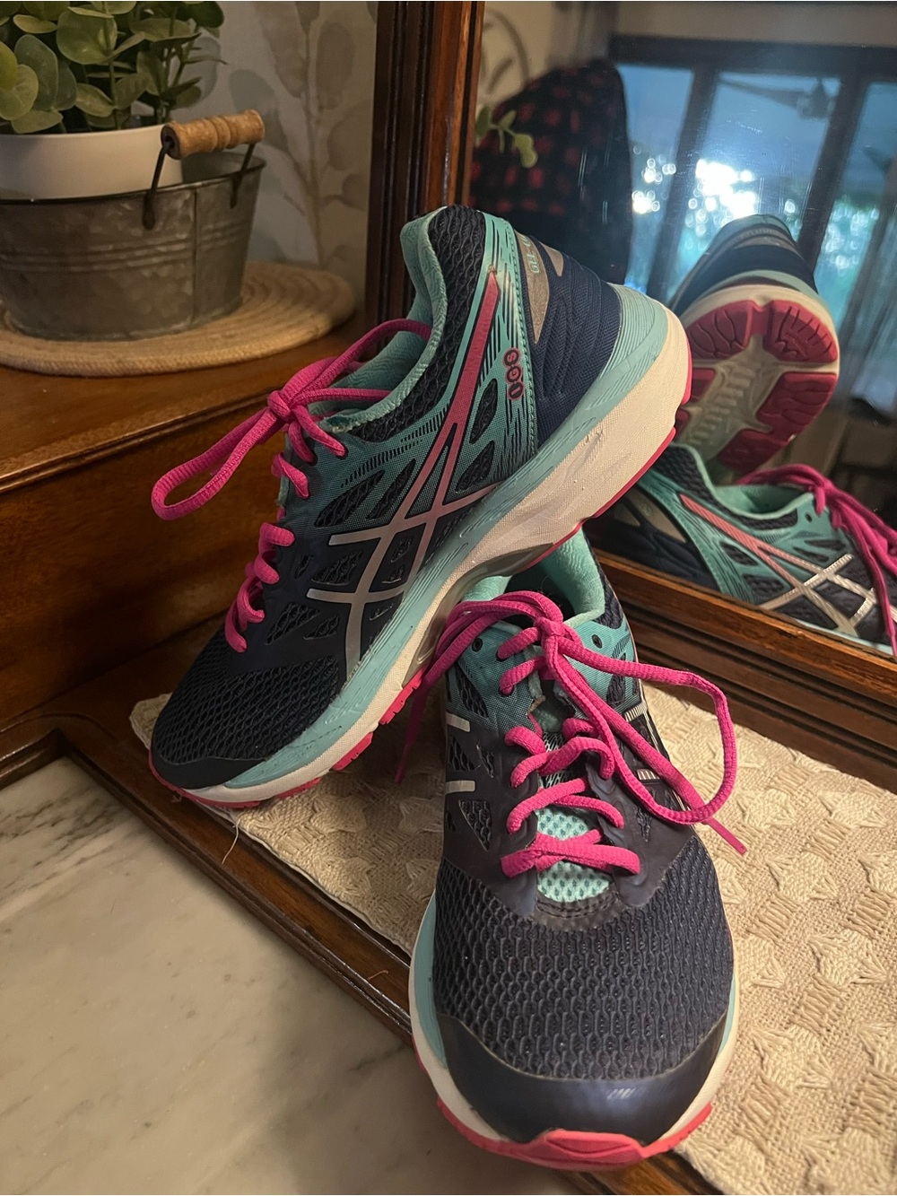 ASICS Classic Gel-Cumulus 18 Athletic‎ Running Sneakers Blue Teal Pink Women's 7